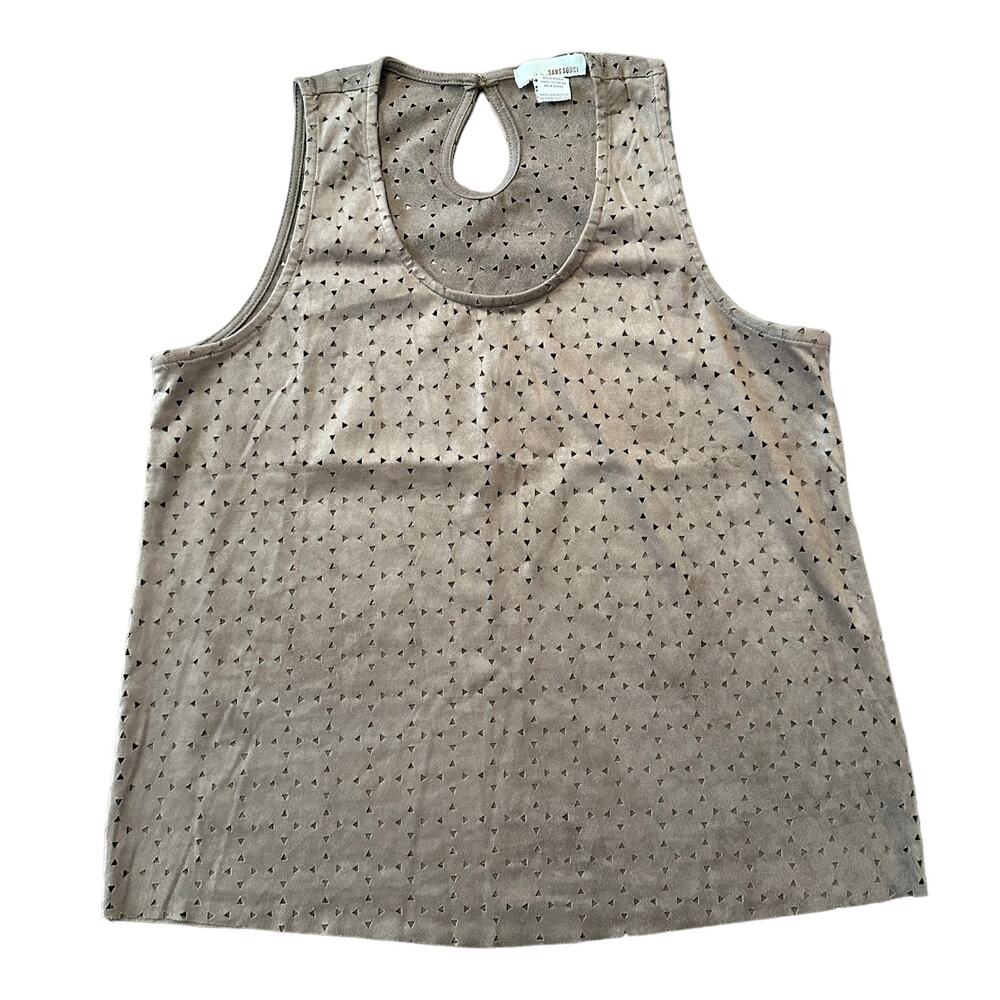 Sans Souci Womens brown stretchy microsuede die cut Size Large